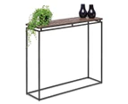 Narrow Hallway Console Table in Black with Copper Textured Wood Top