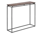 Narrow Hallway Console Table in Black with Copper Textured Wood Top