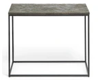 Narrow Sofa Side Table in Black with Textured Wood Top