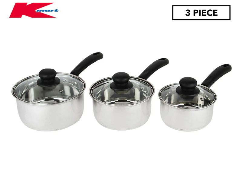 Anko by Kmart 3-Piece Stainless Steel Saucepan Cookset