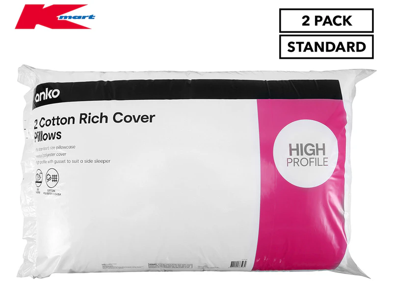 Anko by Kmart Cotton-Rich High Pillows 2pk