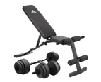 Powertrain 20kg Dumbbell Home w/ Adjustable Adidas 10436 Bench Weights