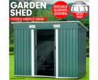 Wallaroo 4ft x 8ft Garden Shed with Base Flat Roof Outdoor Storage - Green