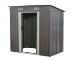 Wallaroo 4ft x 8ft Garden Shed with Base Flat Roof Outdoor Storage - Grey