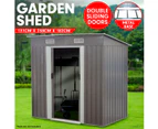 Wallaroo 4ft x 8ft Garden Shed with Base Flat Roof Outdoor Storage - Grey