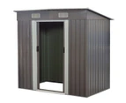 4ft x 8ft Garden Shed Flat Roof Outdoor Storage - Grey