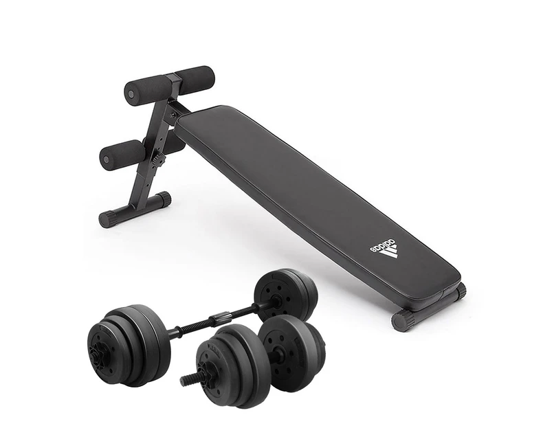 Powertrain 20kg Dumbbell Home w/ Adjustable Adidas 10433 Abs Bench