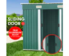 Wallaroo 4ft x 8ft Garden Shed with Base Flat Roof Outdoor Storage - Green