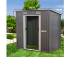 Wallaroo 4ft x 8ft Garden Shed with Base Flat Roof Outdoor Storage - Grey