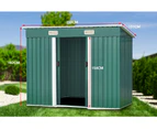 Wallaroo 4ft x 8ft Garden Shed with Base Flat Roof Outdoor Storage - Green