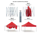 Wallaroo 3x3 Marquee - Pop Up Gazebo - Red