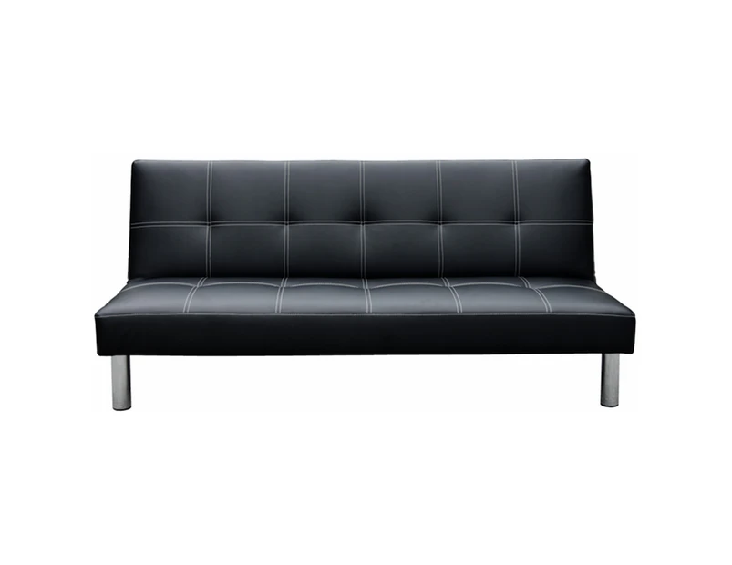 Sarantino 3 Seater Faux Leather Sofa Bed Couch - Black