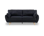 Sarantino 3 Seater Modular Linen Fabric Sofa Bed Couch Futon - Black