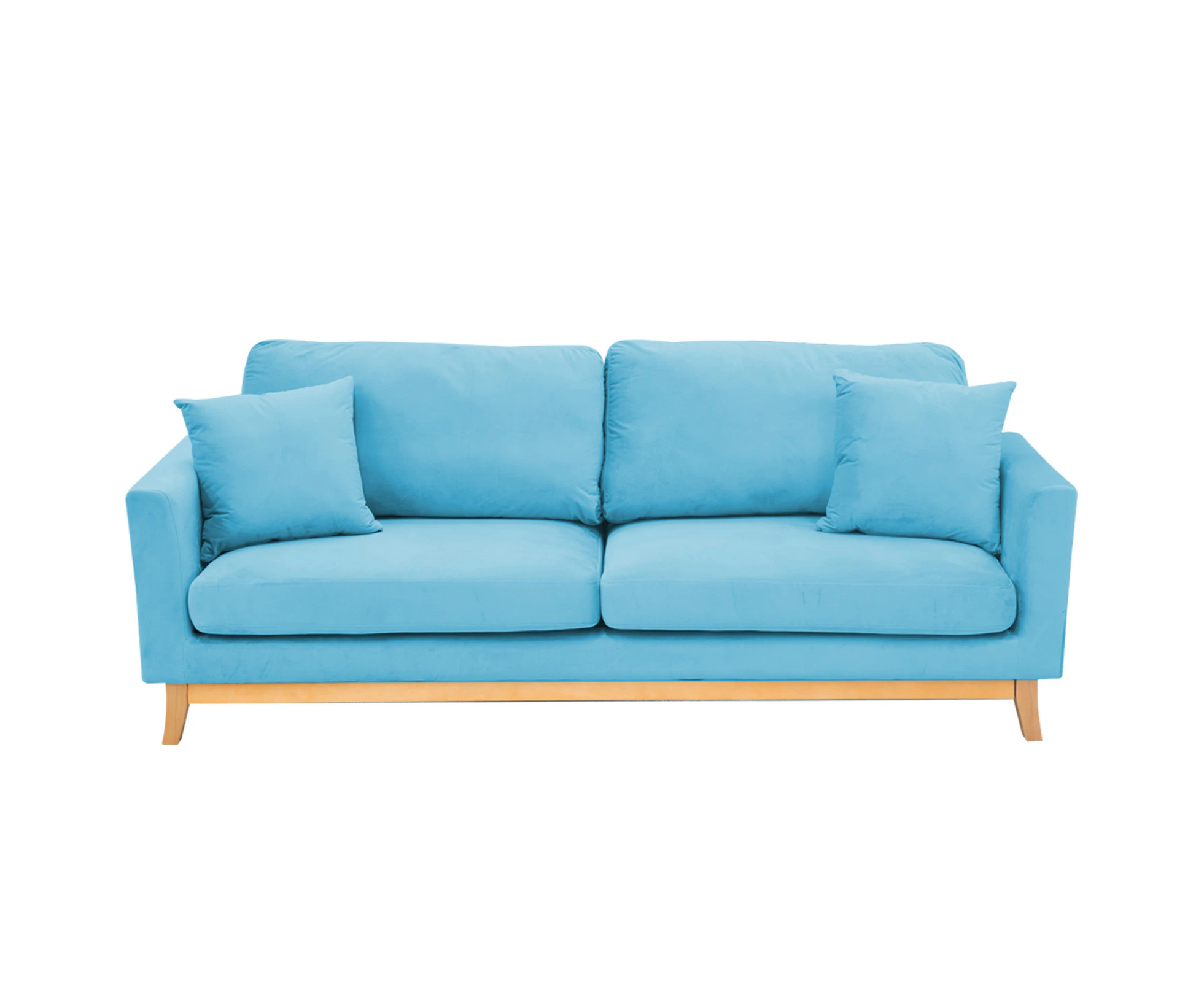 Sarantino 3 Seater Faux Velvet Wooden Sofa Bed Couch Furniture - Blue