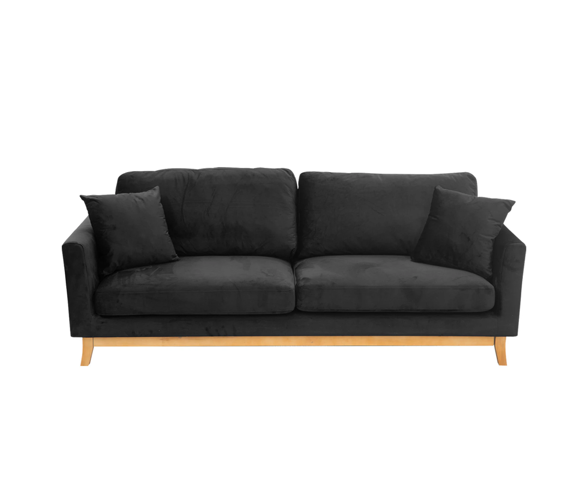 Sarantino 3 Seater Faux Velvet Wooden Sofa Bed Couch Furniture - Black