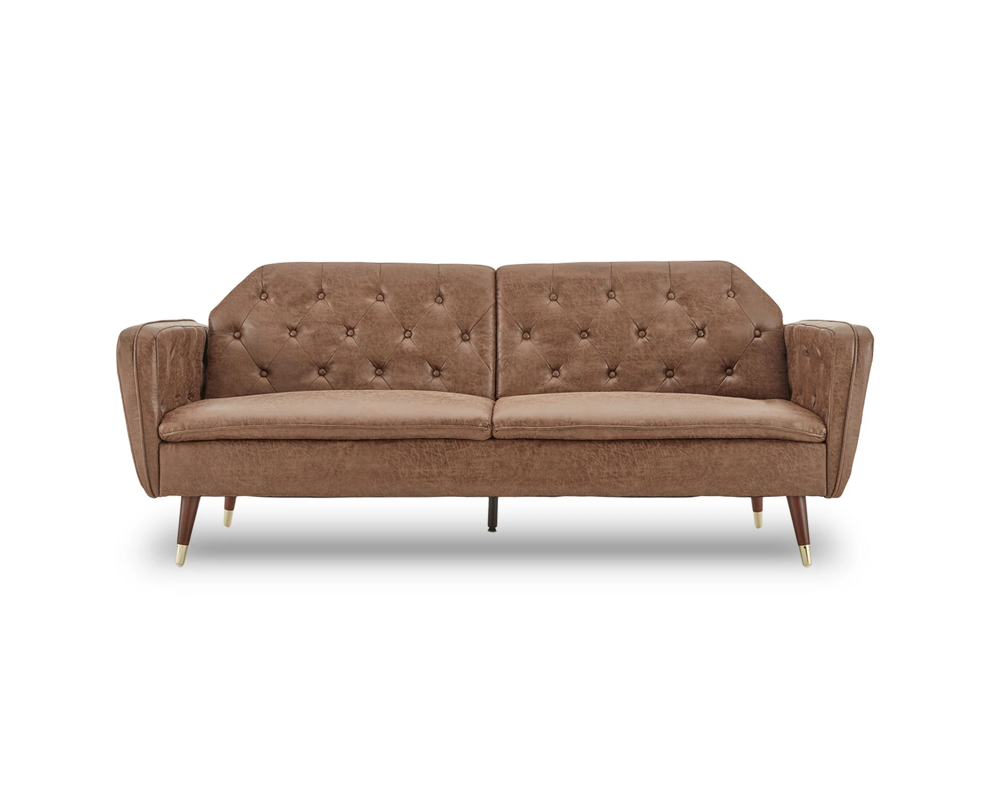 Sarantino Faux Velvet Tufted Sofa Bed Couch Futon - Brown