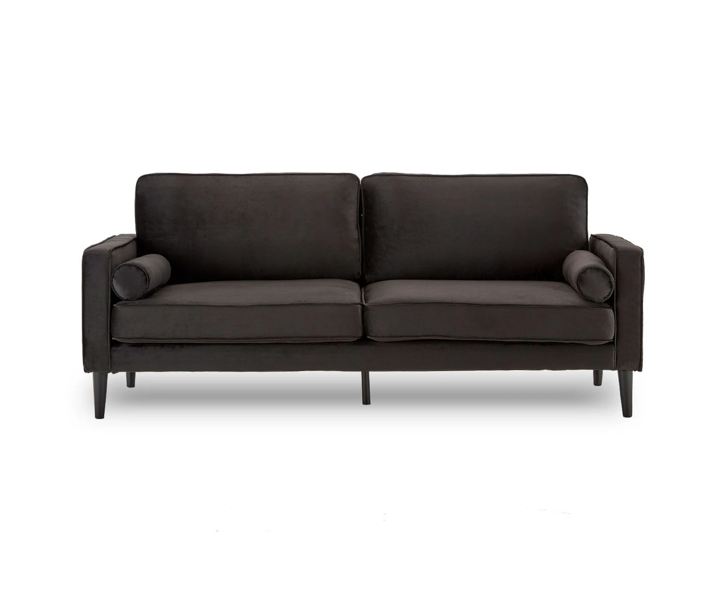 Sarantino Faux Velvet Sofa Bed Couch Furniture Lounge Suite - Black