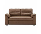 Sarantino Distressed Faux Leather Sofa Bed Couch Lounge - Brown