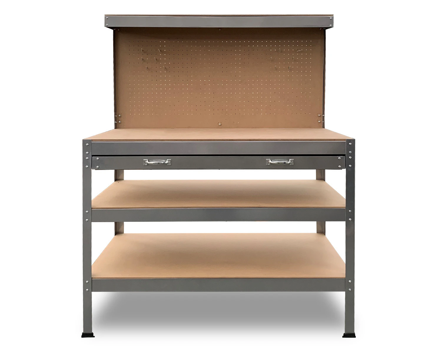 3-Layered Work Bench Garage Storage Table Tool Shop Shelf Silver