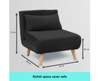 Sarantino Adjustable Chair Single Sofa Bed Faux Velvet - Black