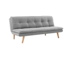 Sarantino 3 Seater Linen Couch Sofa Bed Lounge Futon - Light Grey