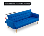 Sarantino 3 Seater Modular Linen Fabric Sofa Bed Couch Armrest - Blue
