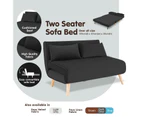 Sarantino 2-Seater Adjustable Sofa Bed Lounge Faux Velvet - Black