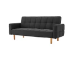 Sarantino 3-Seater Fabric Sofa Bed Futon - Black