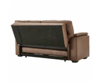 Sarantino Distressed Faux Leather Sofa Bed Couch Lounge - Brown