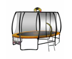 Kahuna 8ft X 14t Outdoor Orange Oval Trampoline With Safety Enclosure And Basketball Hoop Set