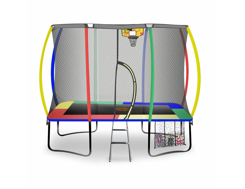 Kahuna Trampoline 6ft x 9ft Rectangular Outdoor Rainbow Basketball Set