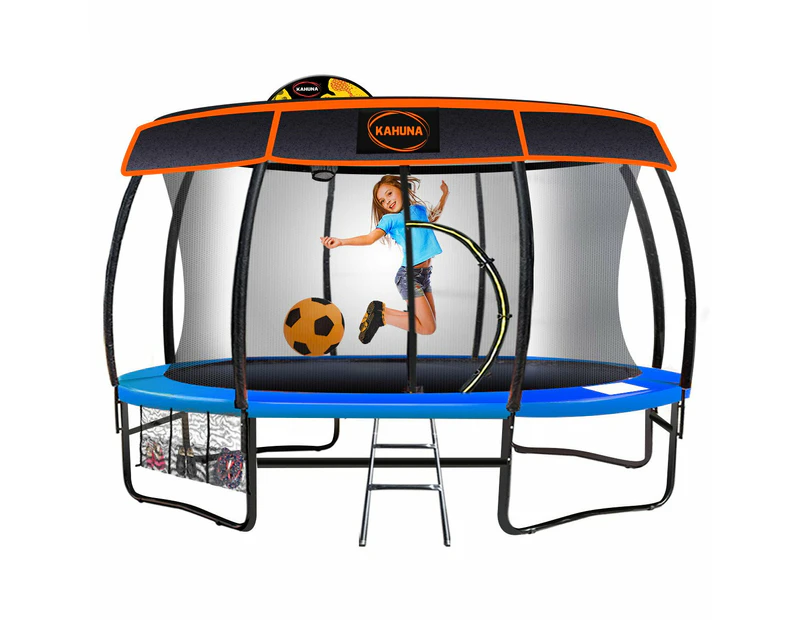 Kahuna 14 ft Trampoline Free Safety Net Spring Pad Mat Roof With Basketball Orange/Blue