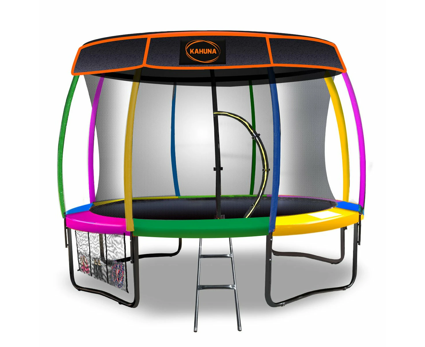 Kahuna Trampoline 10 ft with Roof - Rainbow