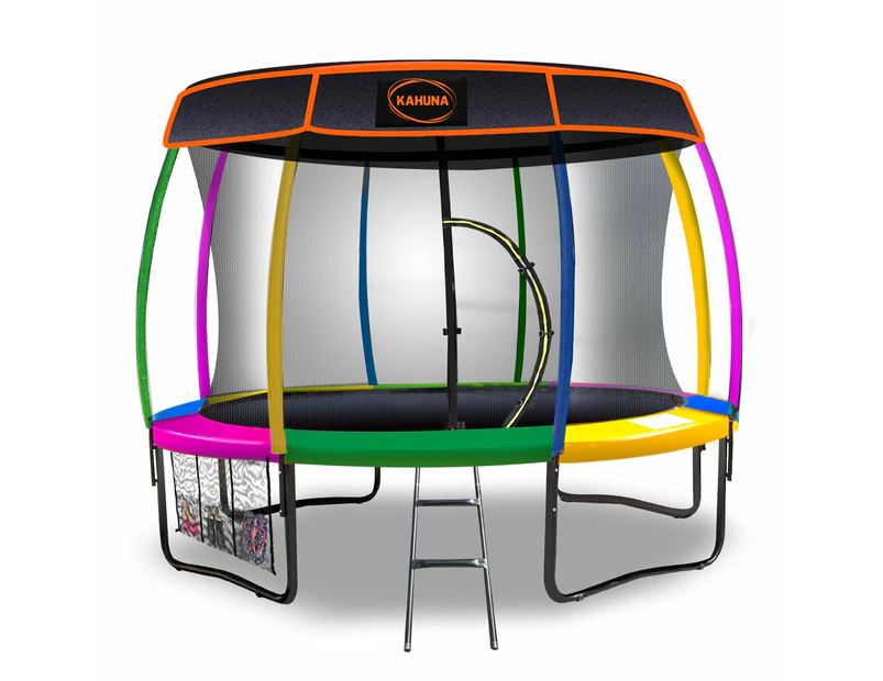 Kahuna Trampoline 12 ft with  Roof-Rainbow