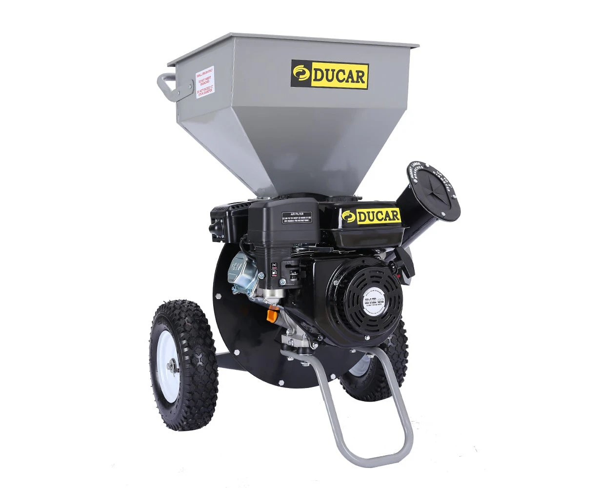 Ducar 7HP Wood Chipper Shredder Mulcher Petrol Silver Black