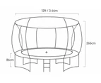 Kahuna Trampoline 12 ft with  Roof-Rainbow