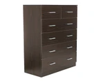 Tallboy Dresser 6 Chest of Drawers Cabinet 85 x 39.5 x 105 - Brown