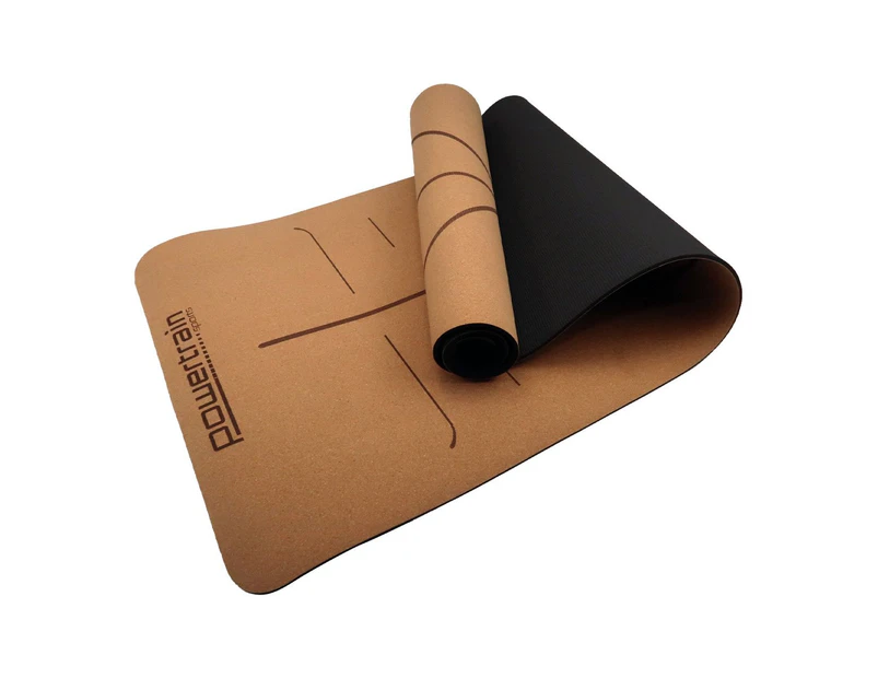 Powertrain Cork Yoga Mat with Carry Straps Home Gym Pilates - Body Line