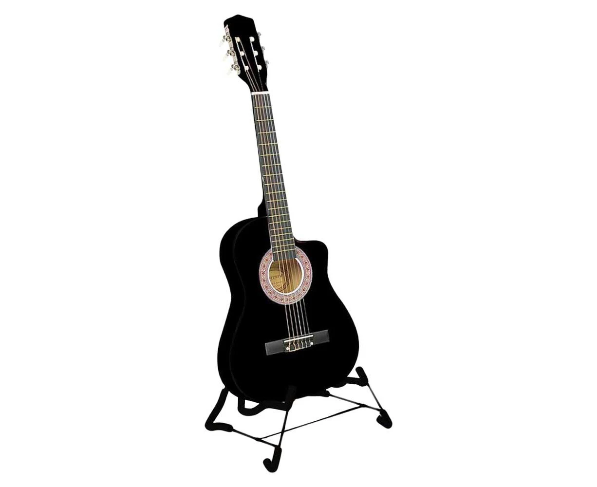 Karrera 38in Cutaway Acoustic Guitar with Carry Bag - Black