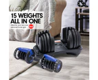 24KG Powertrain Adjustable Home Gym Dumbbell - Blue