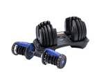 24KG Powertrain Adjustable Home Gym Dumbbell - Blue