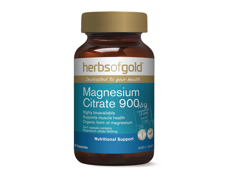 Herbs Of Gold Magnesium Citrate 900 60 Capsules