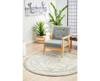 RC Home Aydin Silver Round Transitional Medallion Contemporary Rug