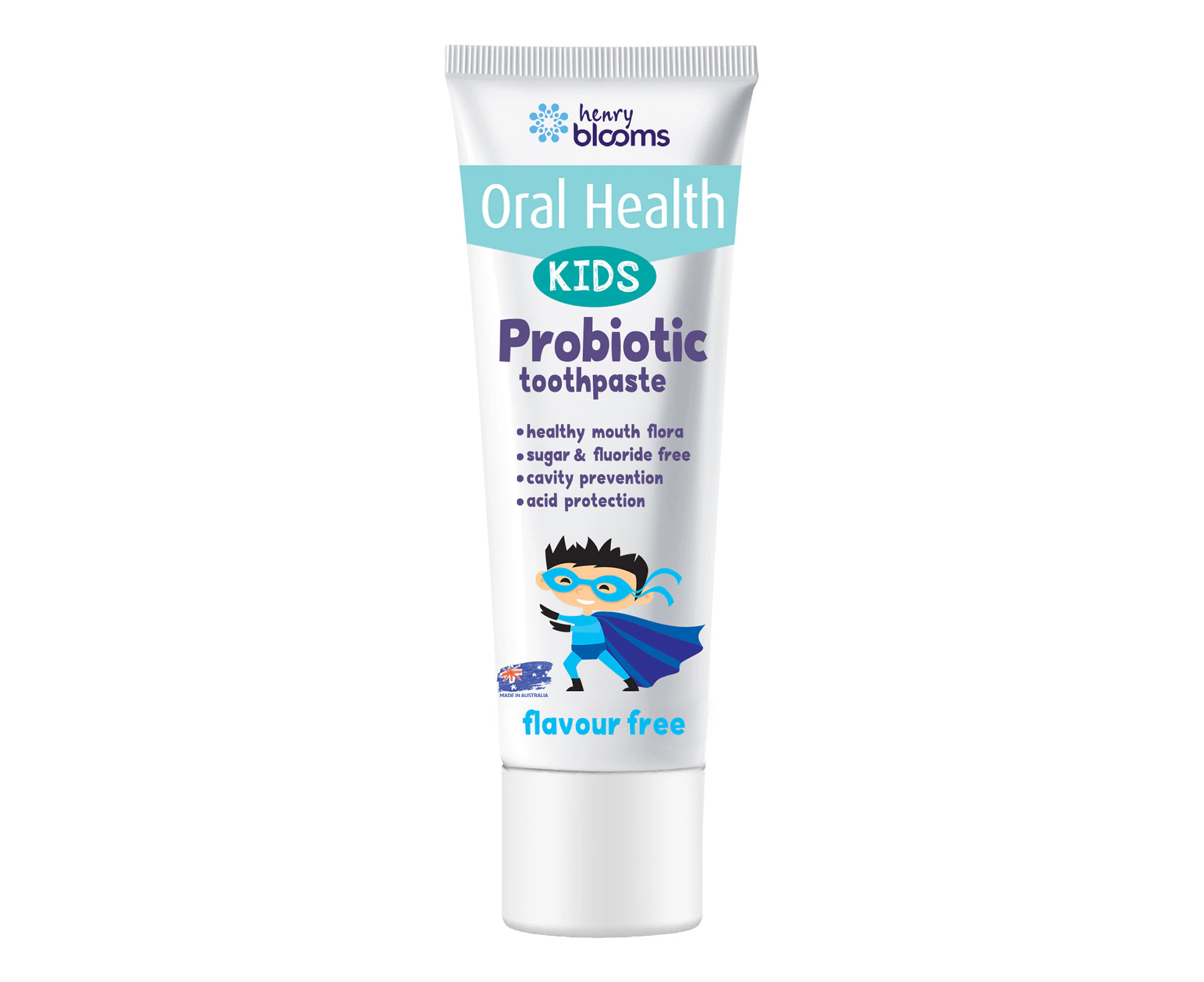 Henry Blooms Oral Health Kids Probiotic Toothpaste Flavour Free 50g