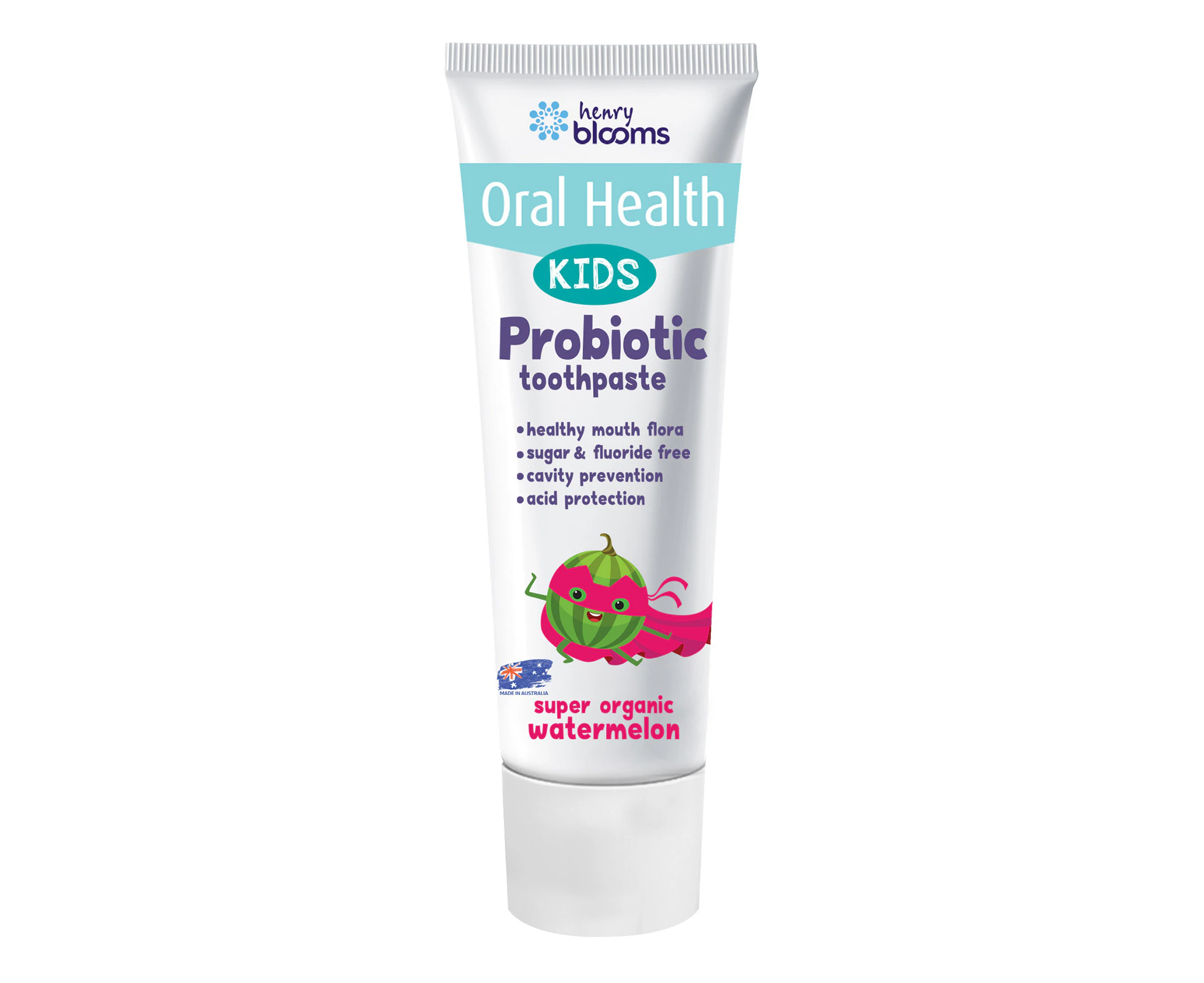 Henry Blooms Oral Health Kids Probiotic Toothpaste Super Organic Watermelon 50g