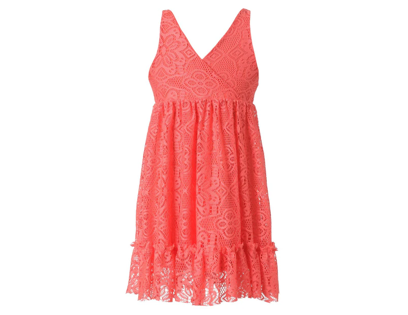 Mini Raxevsky Girl Lace Summer Dress in Coral Colour