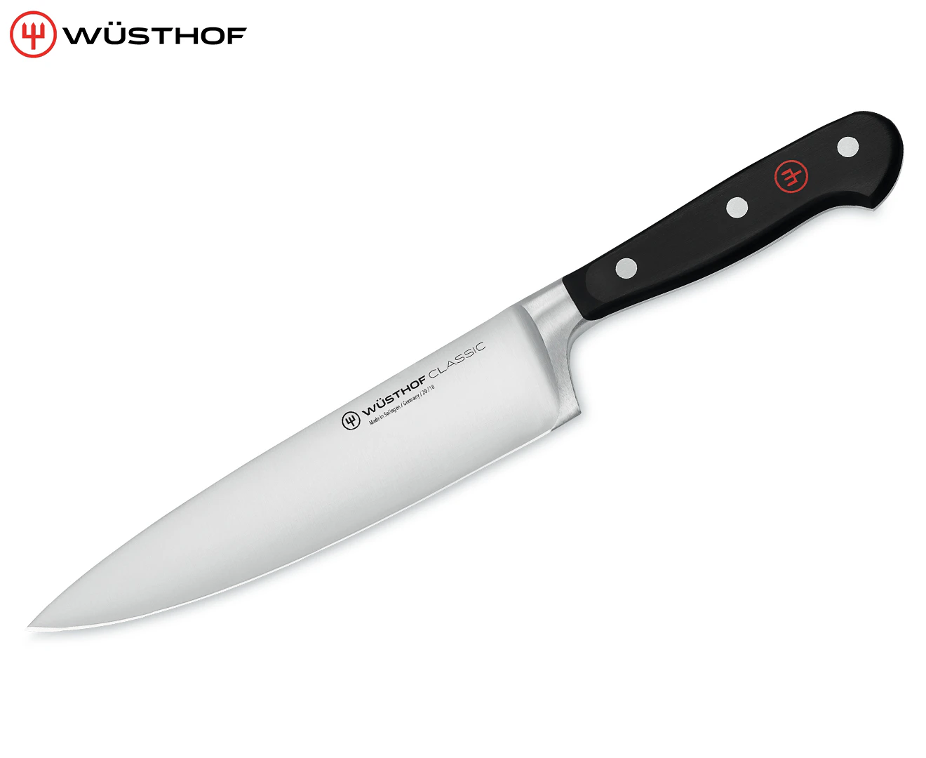 Wusthof Classic Steel Chef's Knife Kitchen Straight Cutting 18cm Blade Black