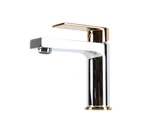 AGUZZO PRATO Bathroom Basin Mixer Tap - Chrome with Rose Gold Handle