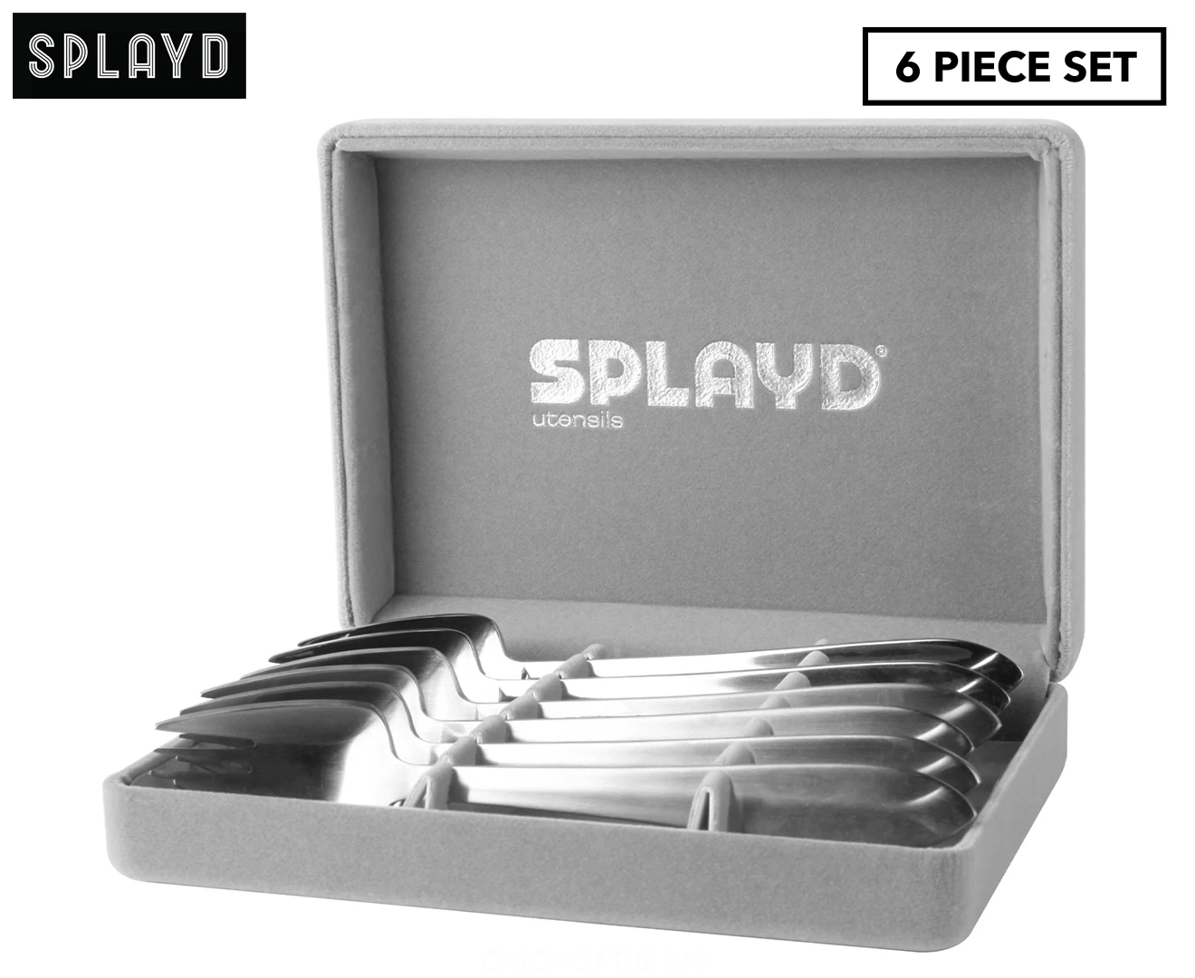 6pc Splayd Luxury All-in-One 14.5cm Stainless Steel Satin Knife/Spork Set Silver