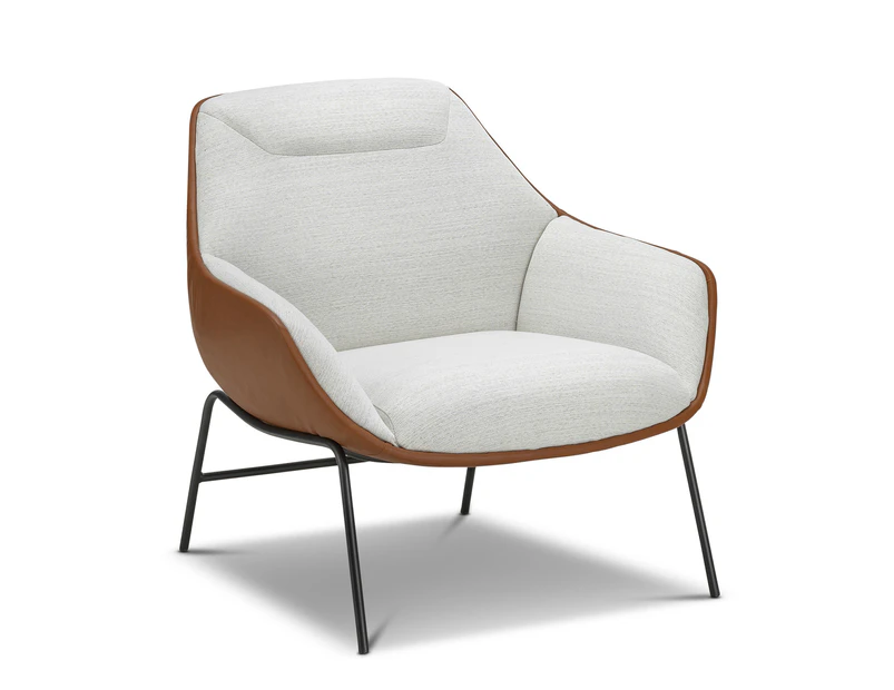 Mii Dove White & Tan Designer Occasional Lounge Fabric Armchair